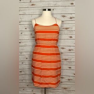 J.Crew classic orange/cream striped silk sheath dress Size 14